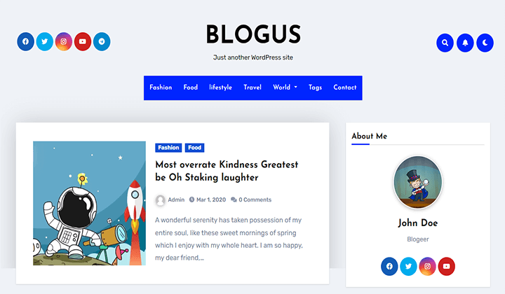 17+ Tema Blog WordPress Gratis Terbaik 2025 (Super Fast) 18 blogus 125 1