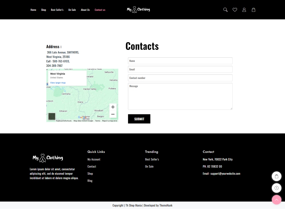 Nouveau modèle de site Web pour les vêtements (installation en un clic) 5 Clothing Contact Us