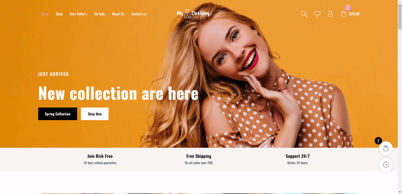 Nouveau modèle de site Web pour les vêtements (installation en un clic) 8 Clothing Cart gif 1