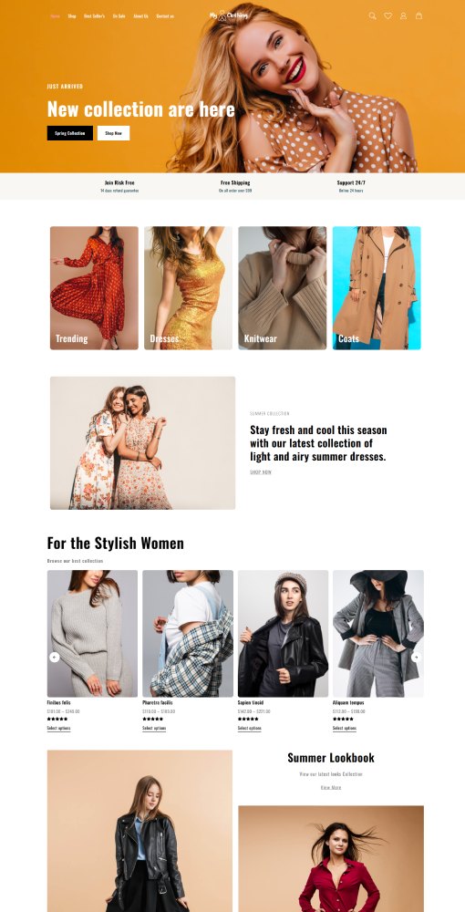 Nouveau modèle de site Web pour les vêtements (installation en un clic) 1 Clothing Home Page