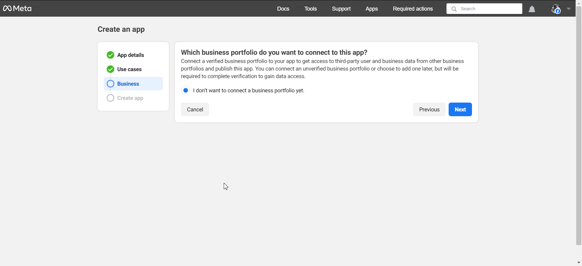 الخطوة 2: إنشاء تطبيق لجمع معرف التطبيق و Secret App 4 2. Create an App on Your Meta for Developers Account 4