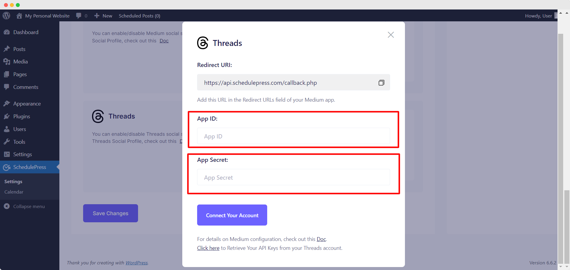 الخطوة 1: توصيل المواضيع مع SchedulePress 3 1. Enable the ‘Threads’ Option in SchedulePress 2