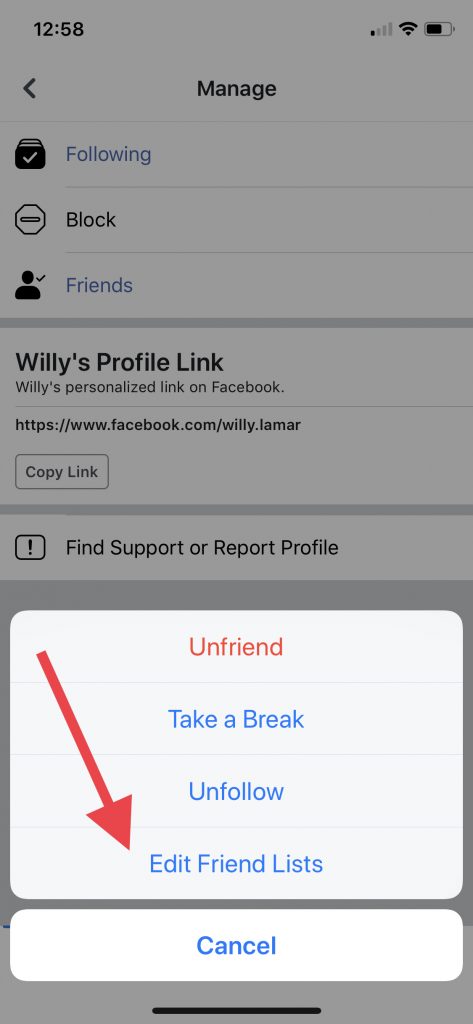 listă restricționată pe facebook
