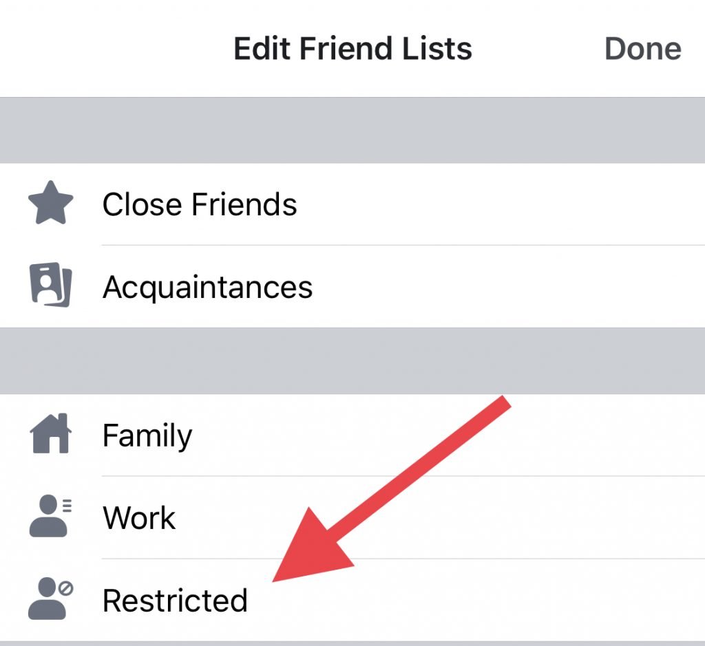 listă restricționată pe facebook