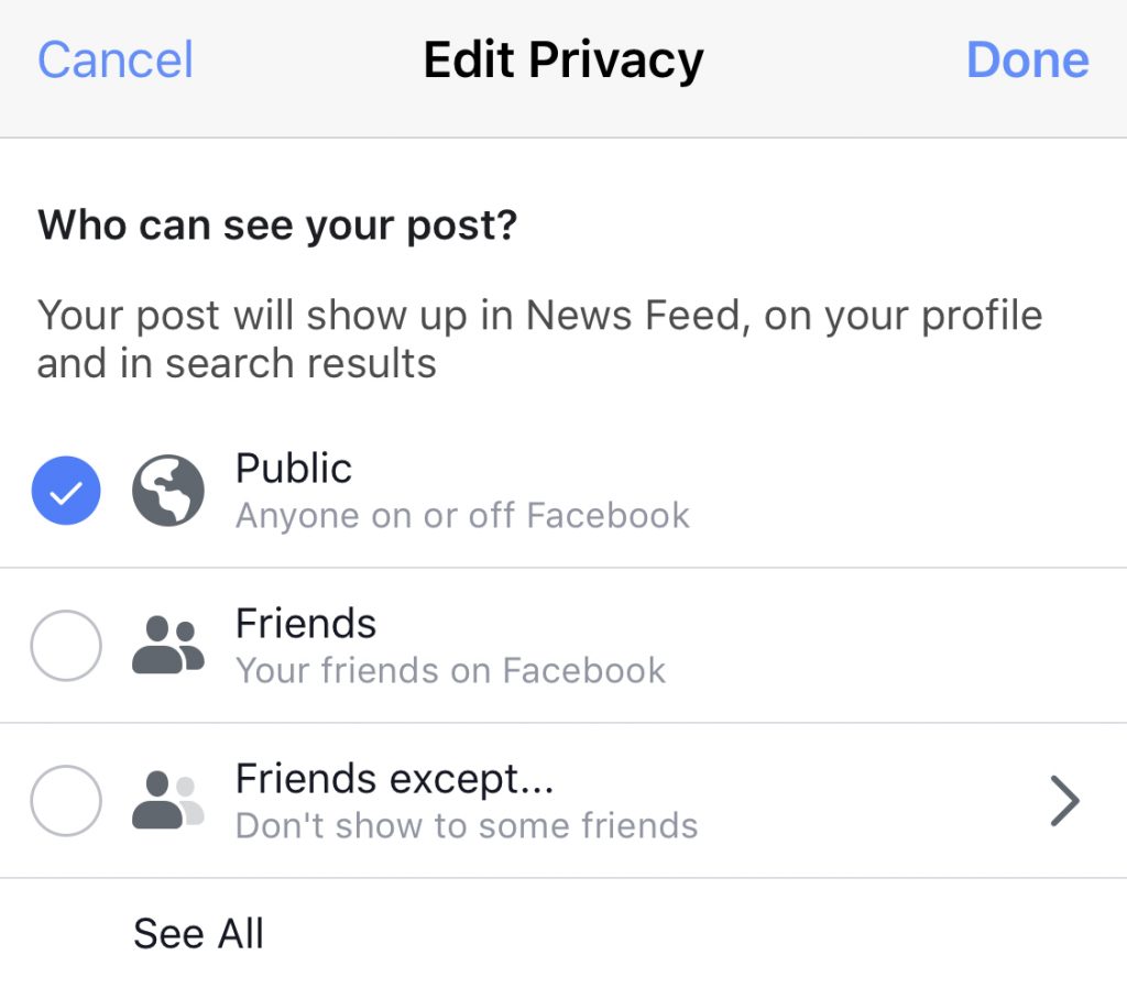 listă restricționată pe facebook