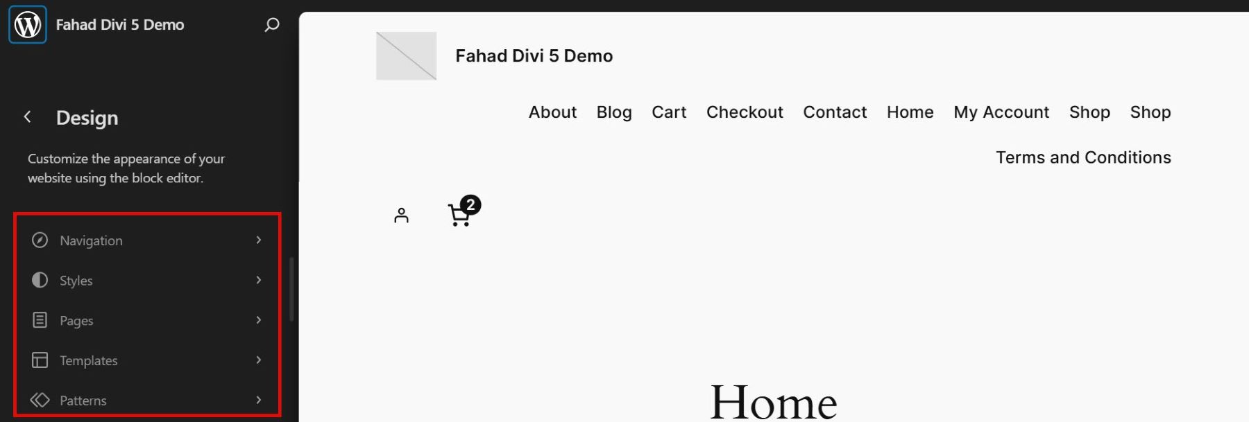 Fonctionnalités de thème WordPress par défaut
