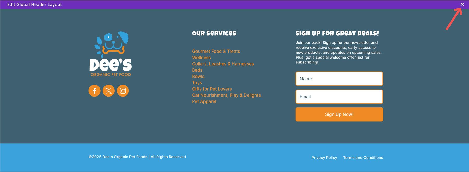 Exit Theme Builder