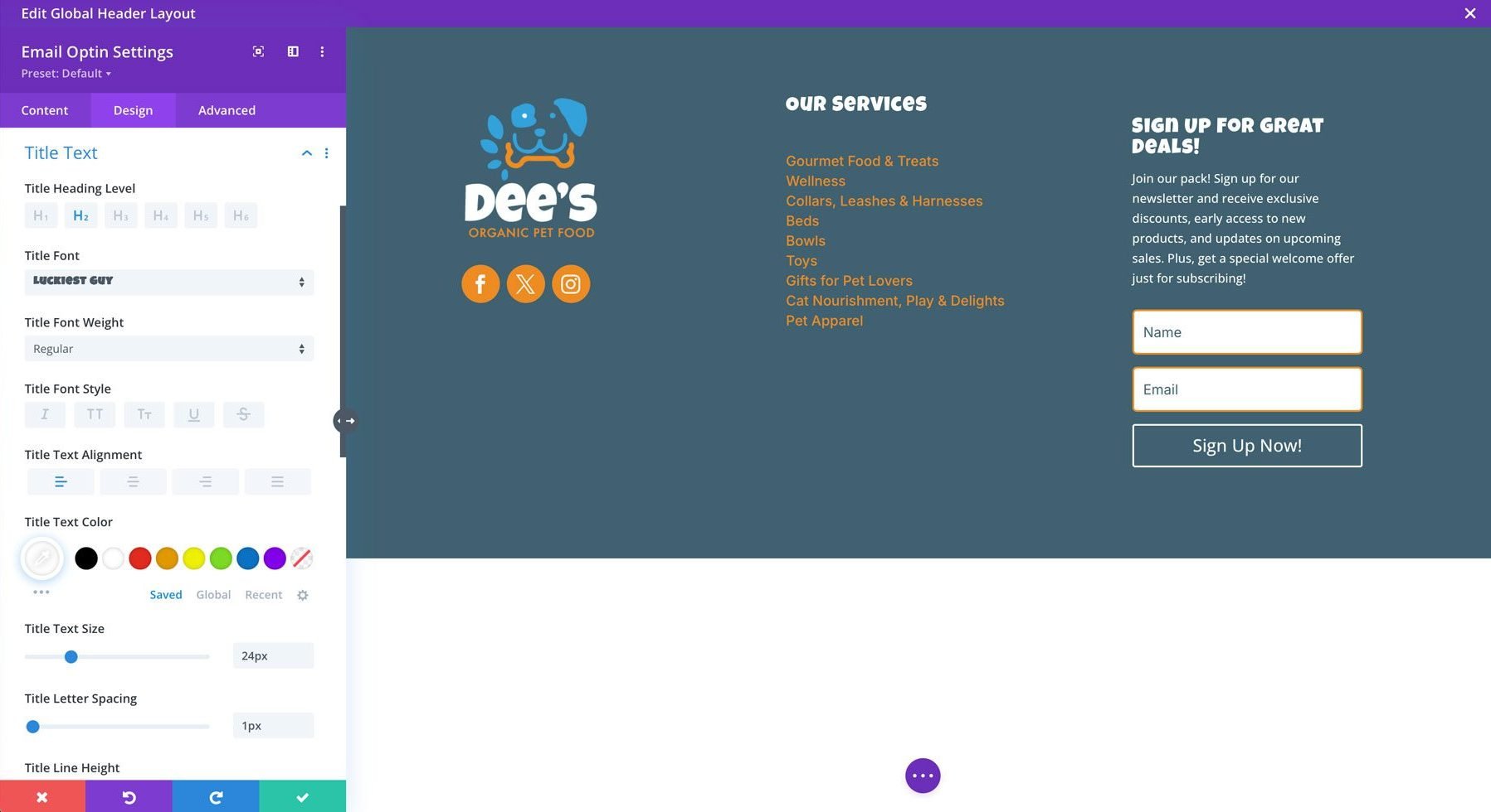cara merancang footer dengan divi
