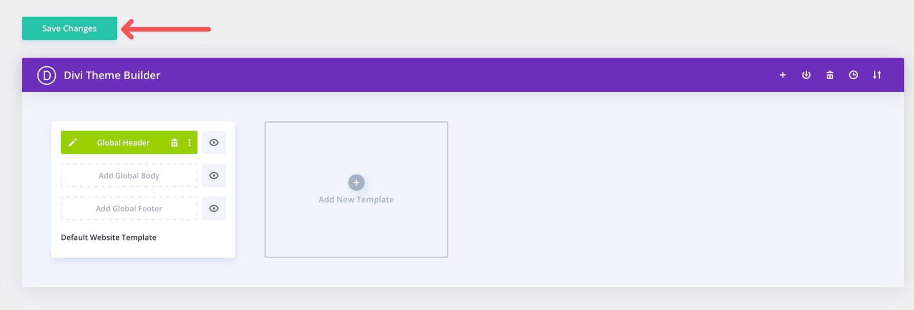 Simpan perubahan footer divi