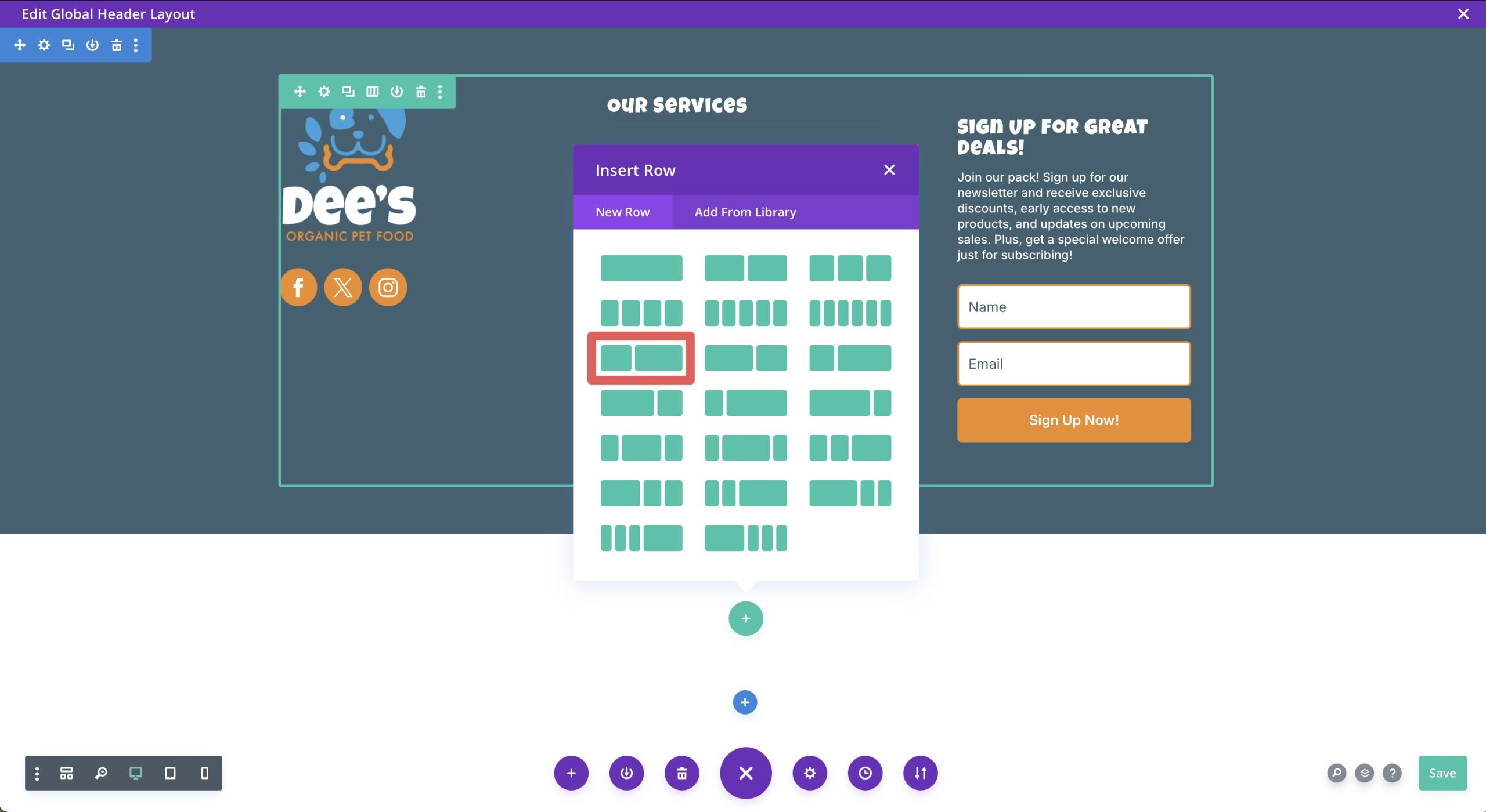 cara merancang footer dengan divi
