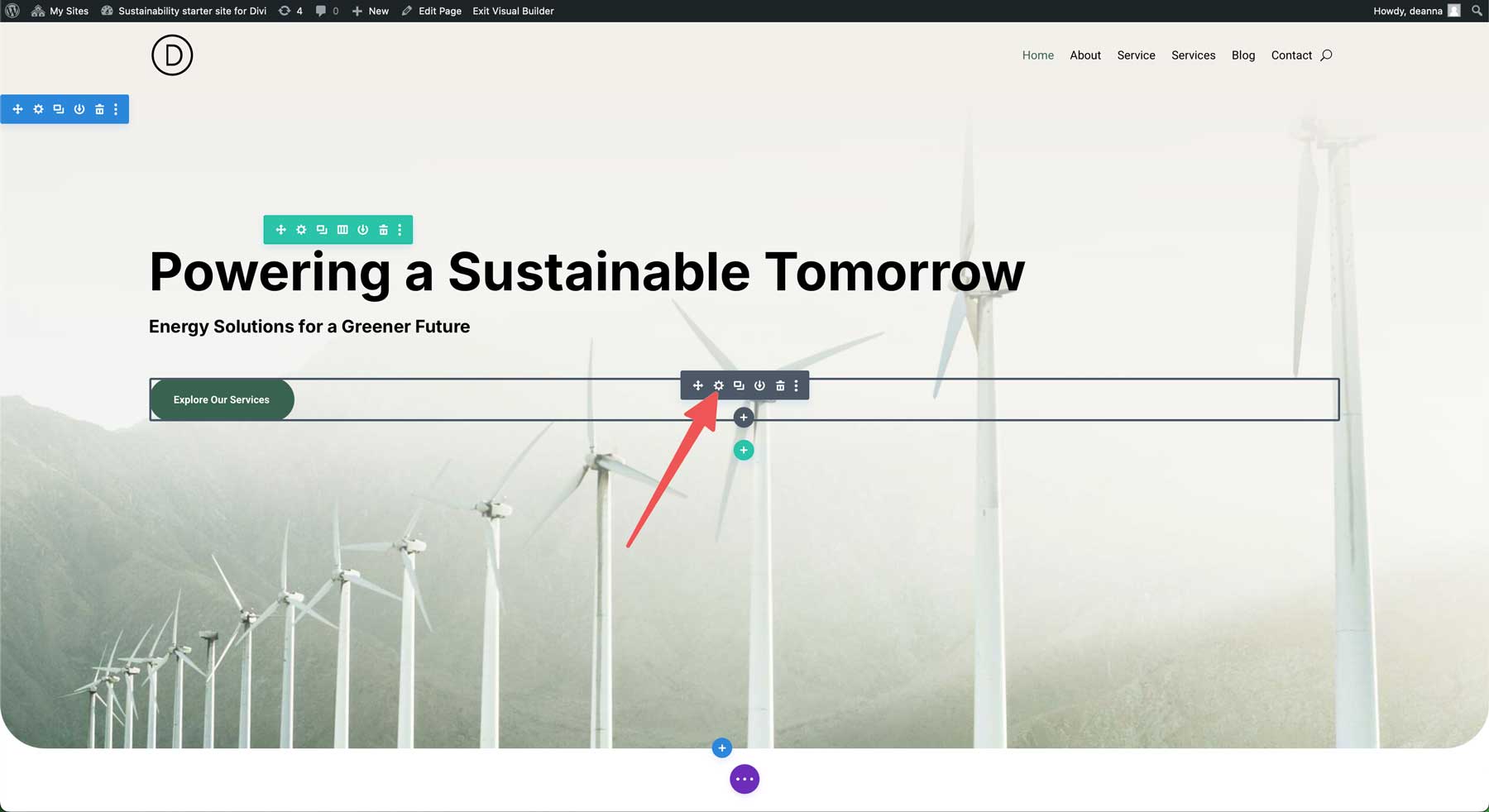 Sito di avviamento di sostenibilità per Divi