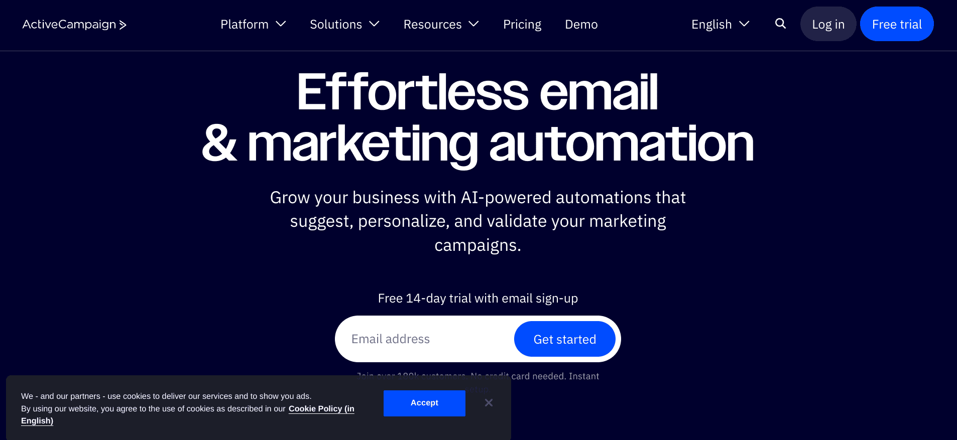 ActiveCampaign - целевая страница