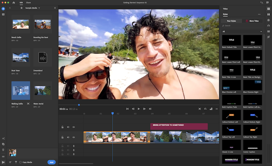 Escritorio completo Premiere Rush