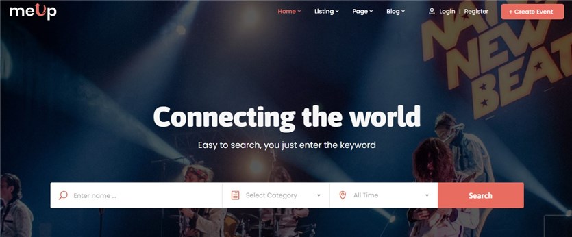 WordPress web siteleri için Meup Etkinlik Pazar Platformunun ekran görüntüsü.