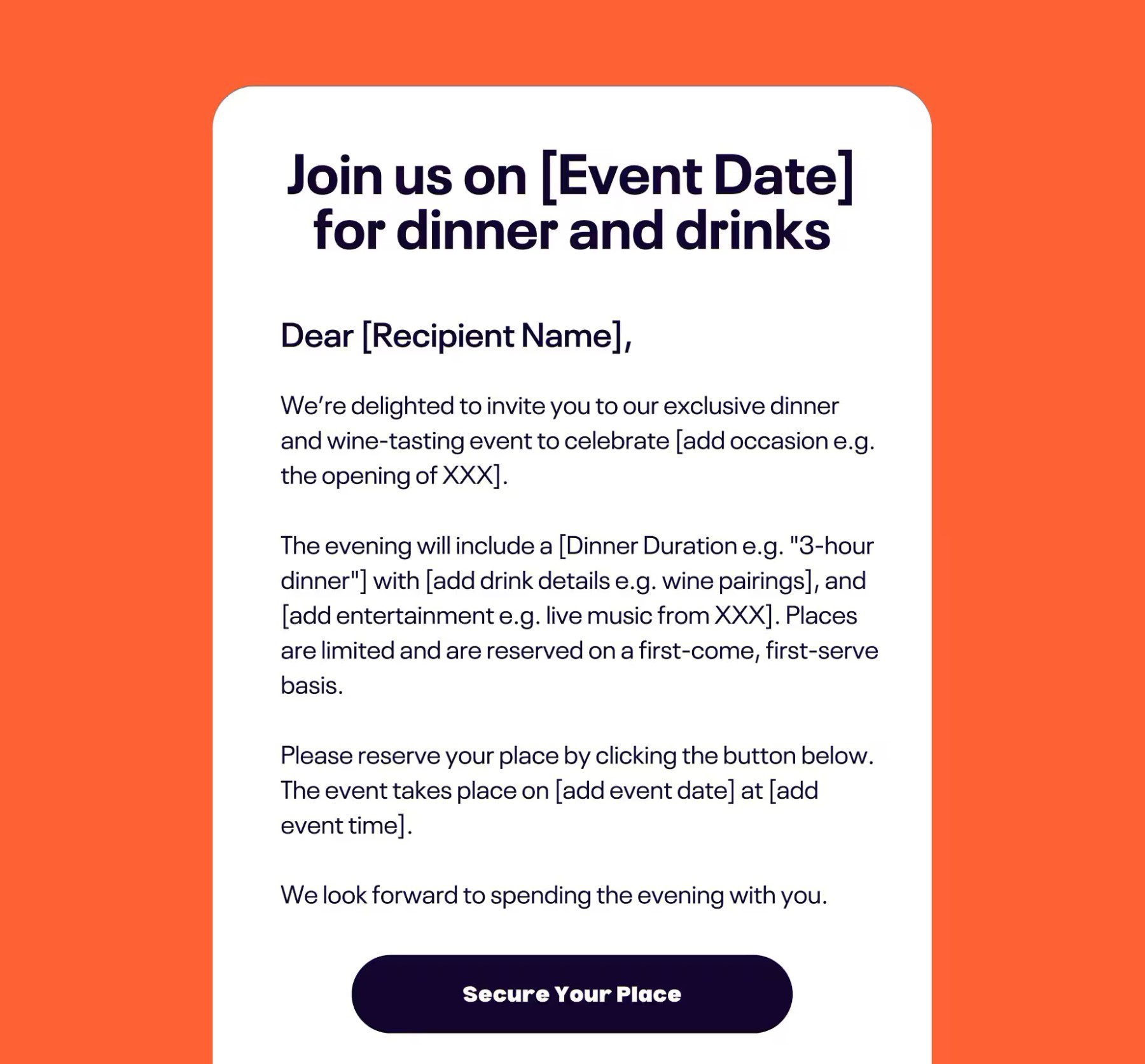Modello e -mail di promemoria dell'evento da eventbrite