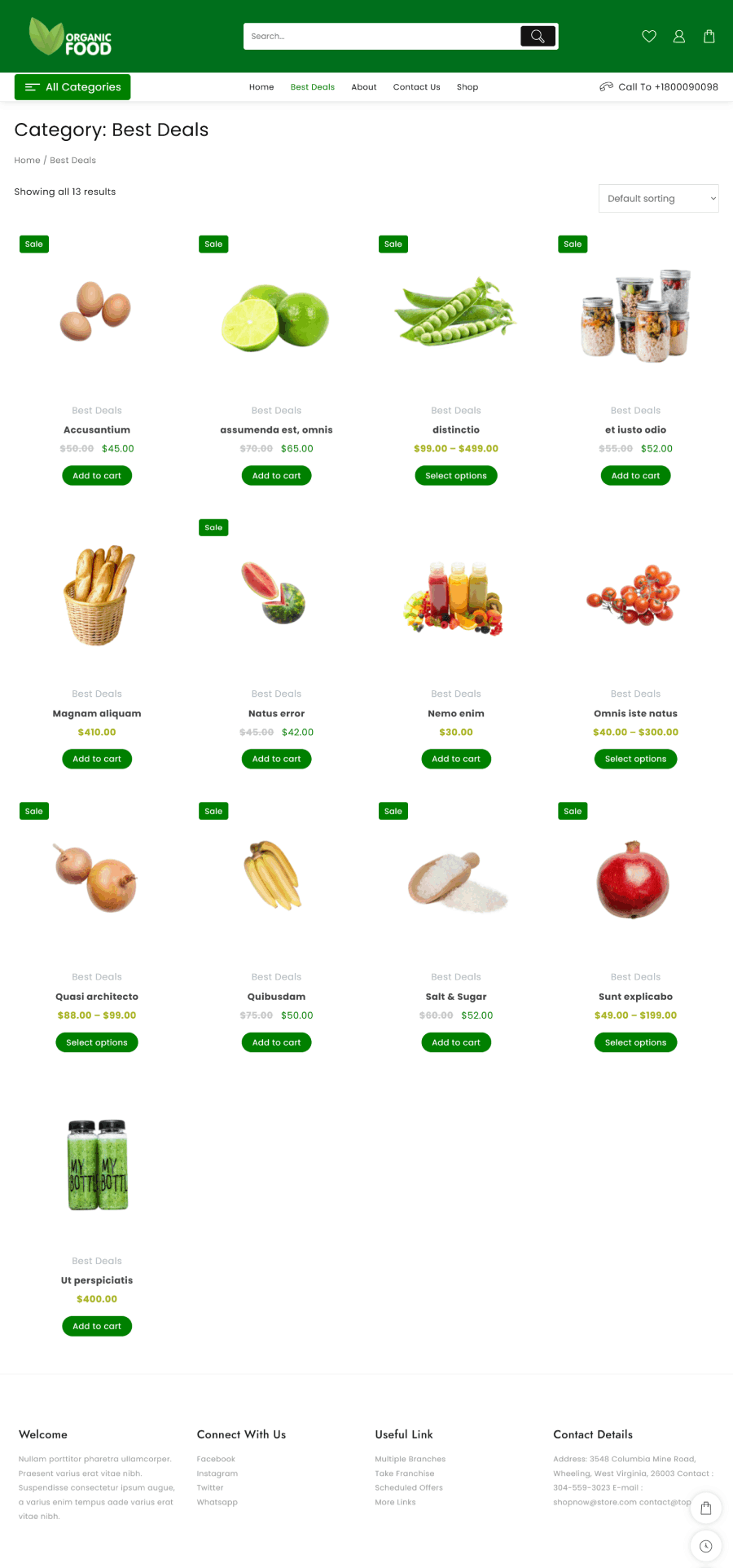 قالب موقع ويب جديد لمتجر الأطعمة العضوية (تثبيت بنقرة واحدة) 3 best deals organic food