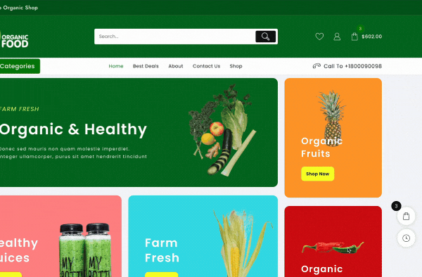 قالب موقع ويب جديد لمتجر الأطعمة العضوية (تثبيت بنقرة واحدة) 7 organic food shoping cart