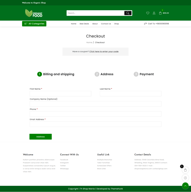 قالب موقع ويب جديد لمتجر الأطعمة العضوية (تثبيت بنقرة واحدة) 8 Checkout Organic Food