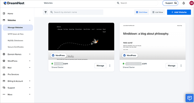 Dreamhost -Dashboard - ISITWP - Detector de temas de WordPress gratis dreamhost dashboard