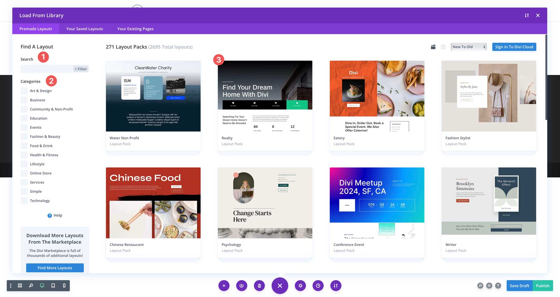 Paquetes de diseño de divi