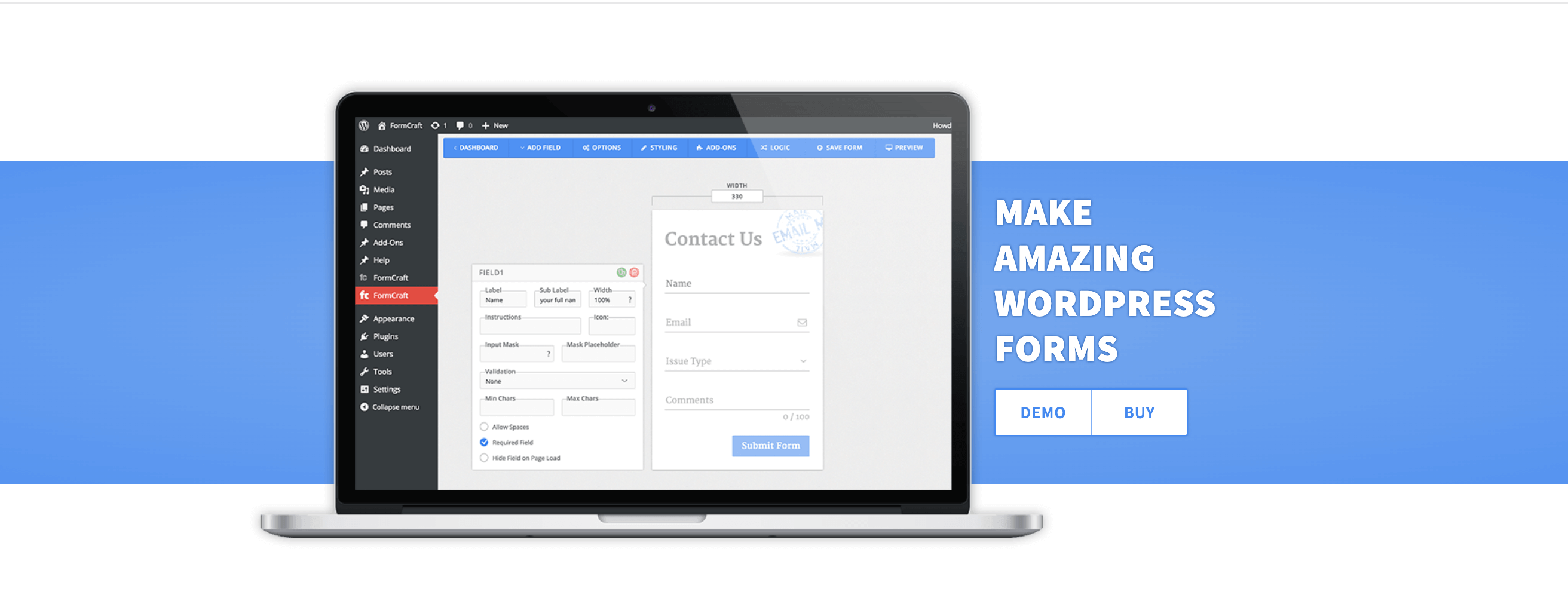 Ini adalah tangkapan layar dari plugin kerajinan formulir