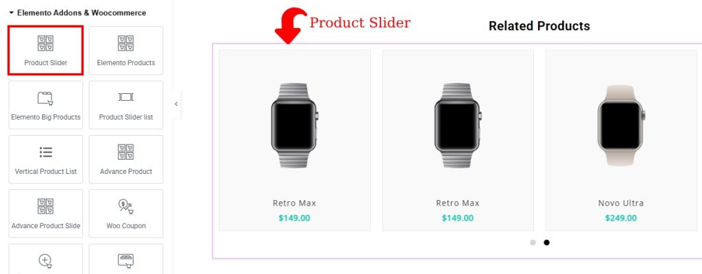 如何使用Elementor 21创建自定义WooCommerce产品页面 Elemento Addons Product Slider