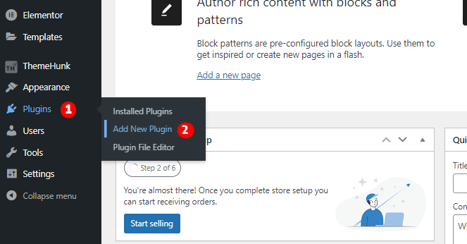 如何使用Elementor 2创建自定义WooCommerce产品页面 Add New Plugin 1