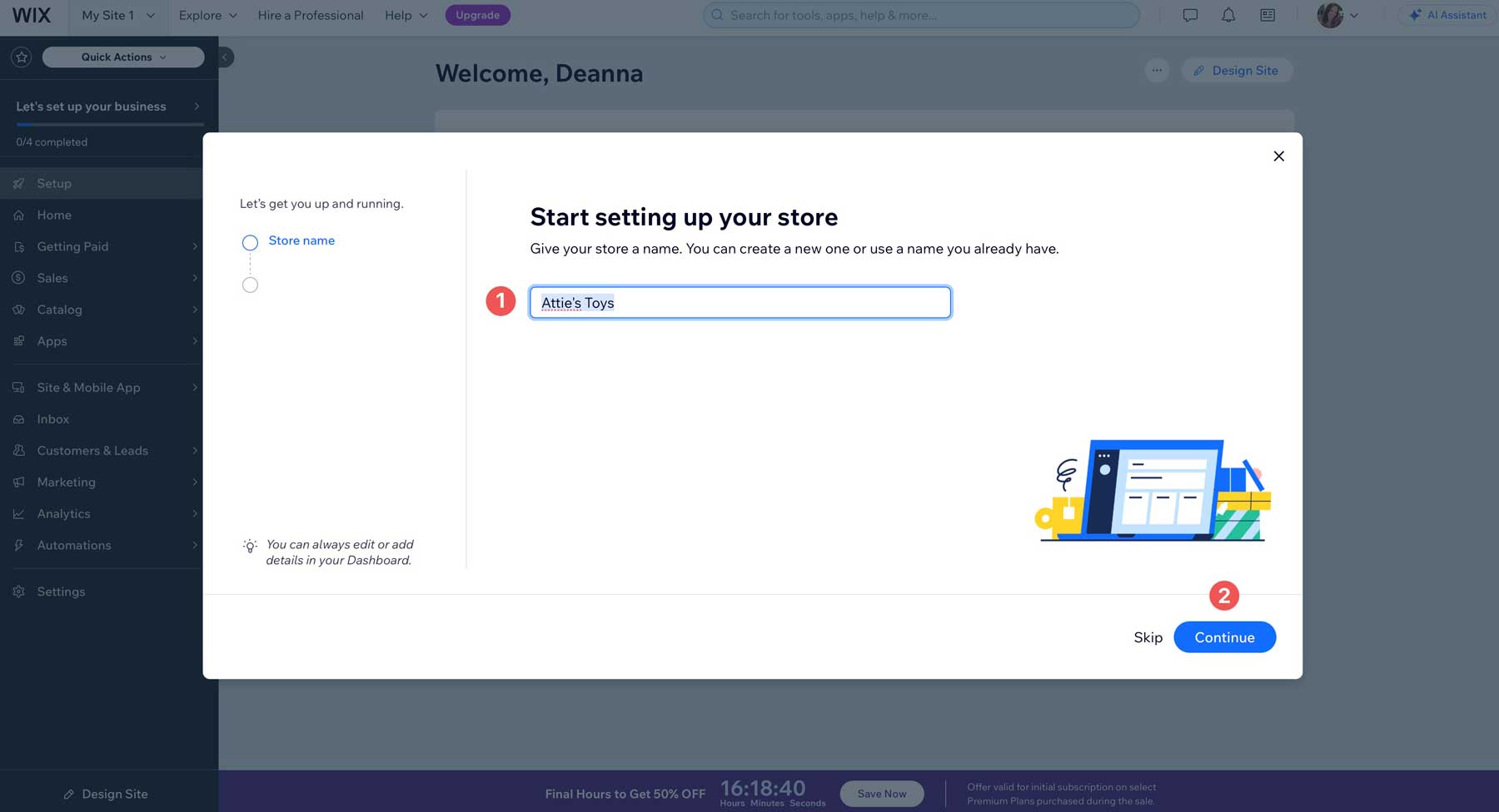 Configure su sitio Wix