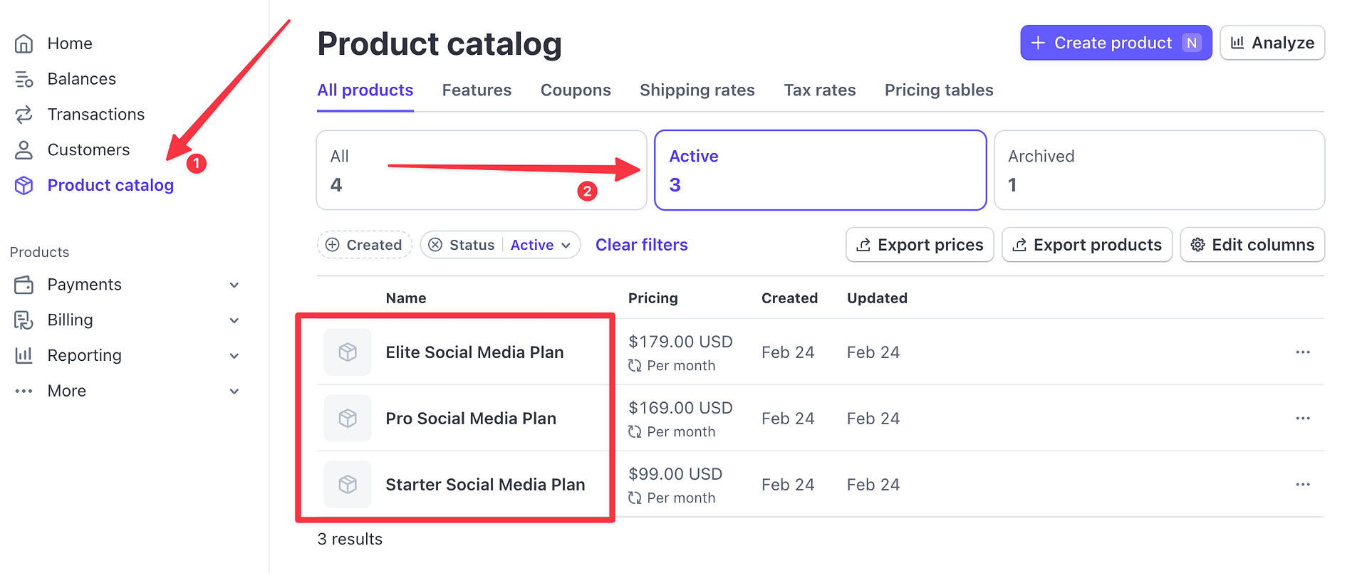แคตตาล็อกผลิตภัณฑ์ที่เกิดขึ้นเป็นประจำใน Stripe