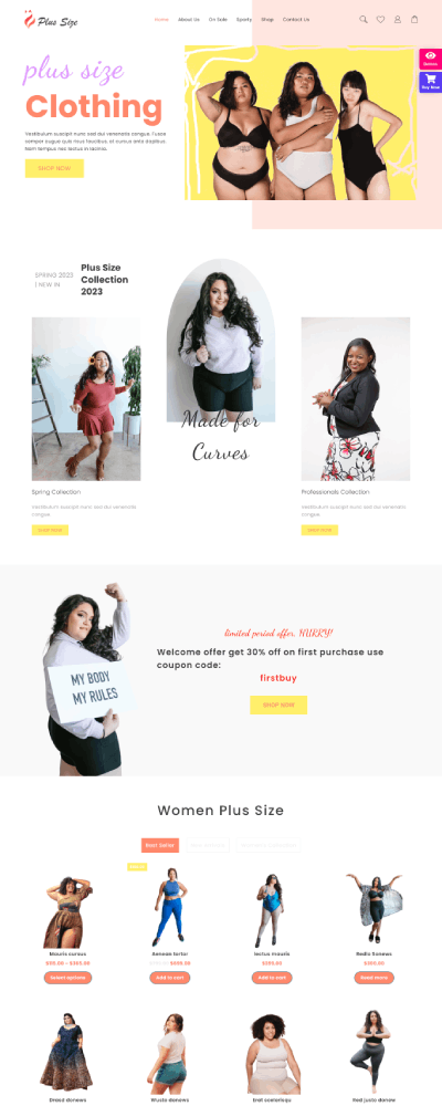 Nowy szablon witryny dla sklepu plus size (instalacja jednego kliknięcia) 1 Template for Plus size shop