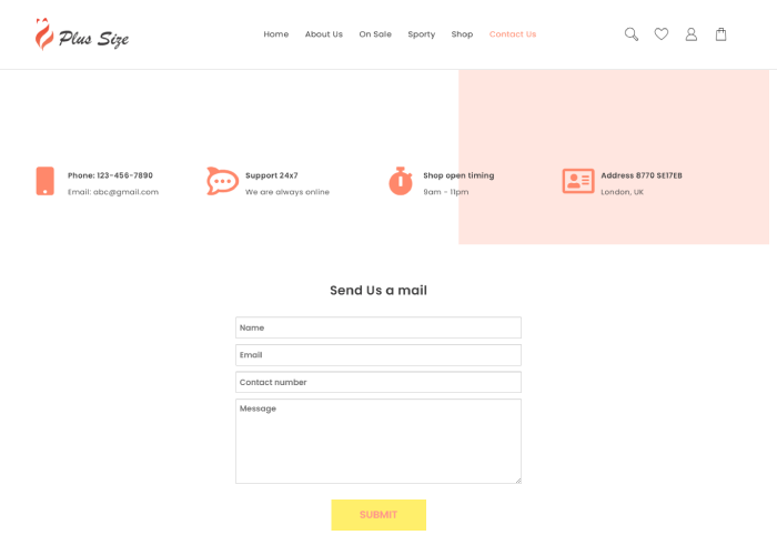 New Website Template For Plus Size Shop (One-Click Install) 5 contact page 1