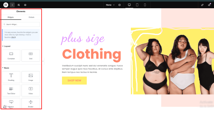 Nowy szablon witryny dla sklepu plus size (instalacja jednego kliknięcia) 28 edit with elementor 3