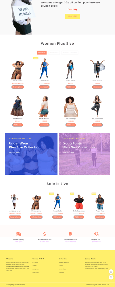 Nowy szablon strony internetowej dla sklepu plus size (instalacja jednego kliknięcia) 2 Plus size shop
