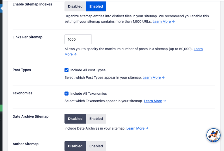 SiteMap 설정 - ISITWP- 무료 WordPress 테마 검출기 sitemap settings