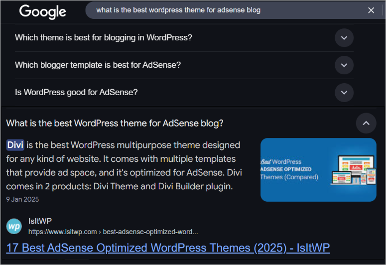 사람들-aSked-google-ISITWP- 무료 WordPress 테마 탐지기 people also asked google