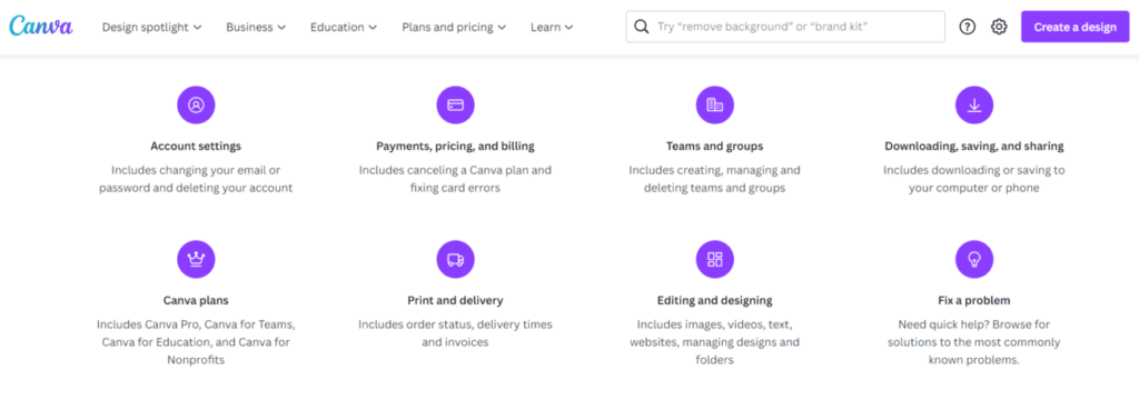 Canva-knowledge-base-example- herothemes An example of a knowledge base
