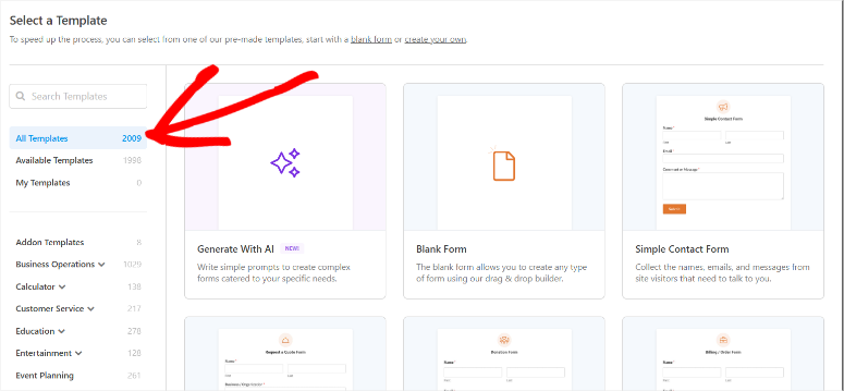 WPFORMS -TEMPLATES -PAGE - ISITWP - Detektor Tema WordPress Gratis wpforms templates page