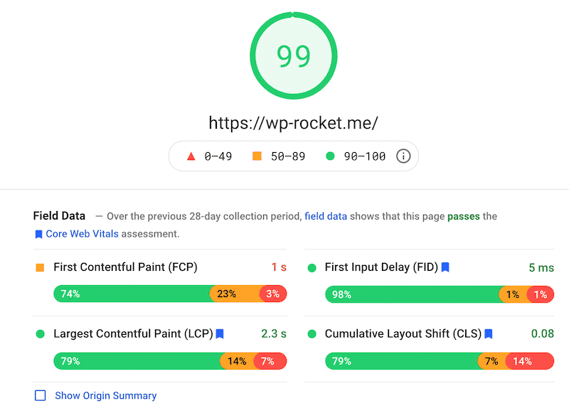 Kern -Web -Vitals -Felddaten in PageSpeed -Erkenntnissen