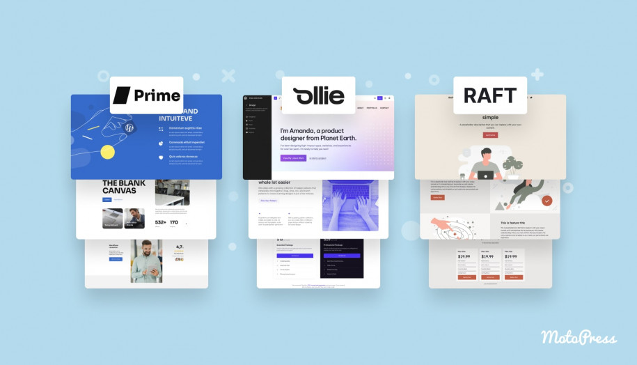 Raft vs Ollie vs Prime WordPress Block Temi.