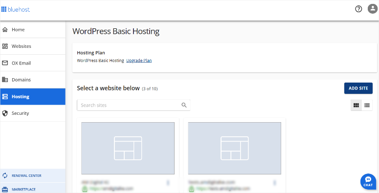 Bluehost -Dashboard - ISITWP - Ücretsiz WordPress Tema Dedektörü bluehost dashboard