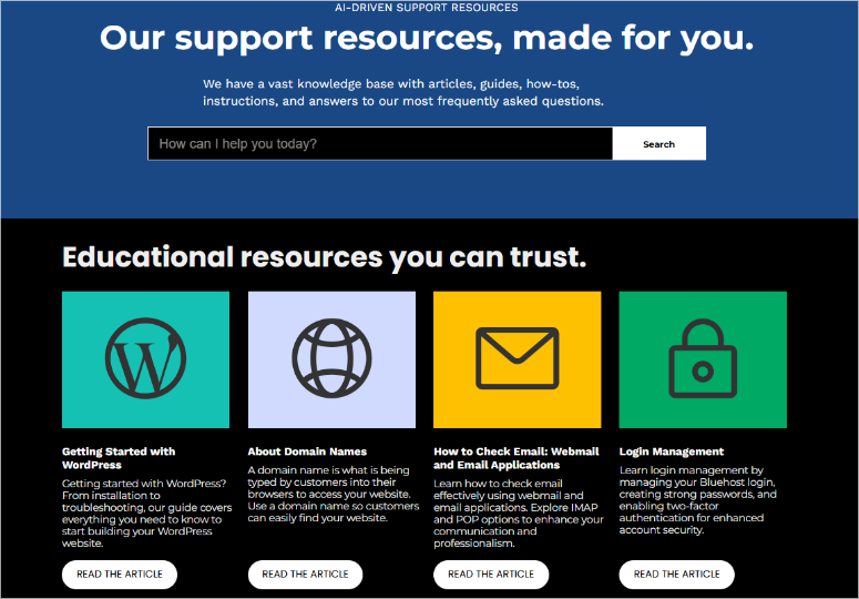 Bluehost -Bilgi -Base - ISITWP - Ücretsiz WordPress Tema Dedektörü bluehost knowledge base