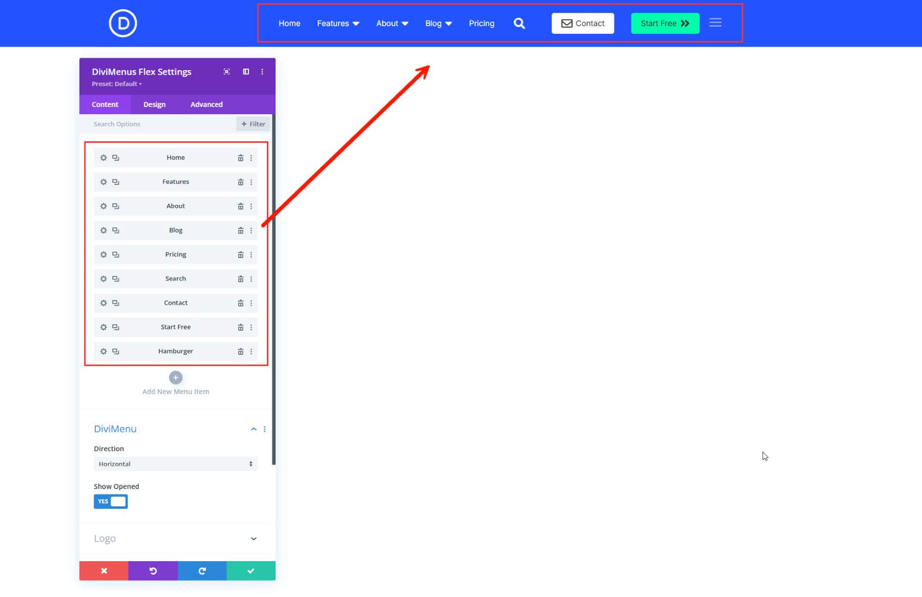 Divimenus Flex設置概述
