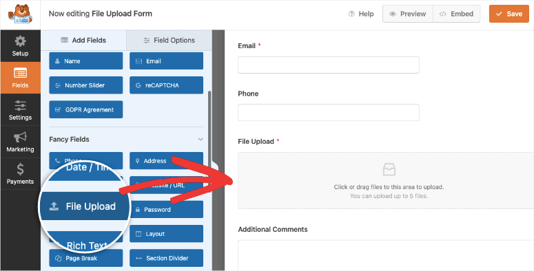 wpforms의 파일 업로드 양식 필드 - ISITWP- 무료 WordPress 테마 검출기 file upload form field in WPForms