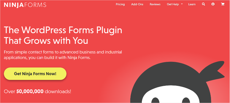 صفحة Ninja -Forms -Home - ISITWP - كاشف موضوع WordPress المجاني ninja forms homepage