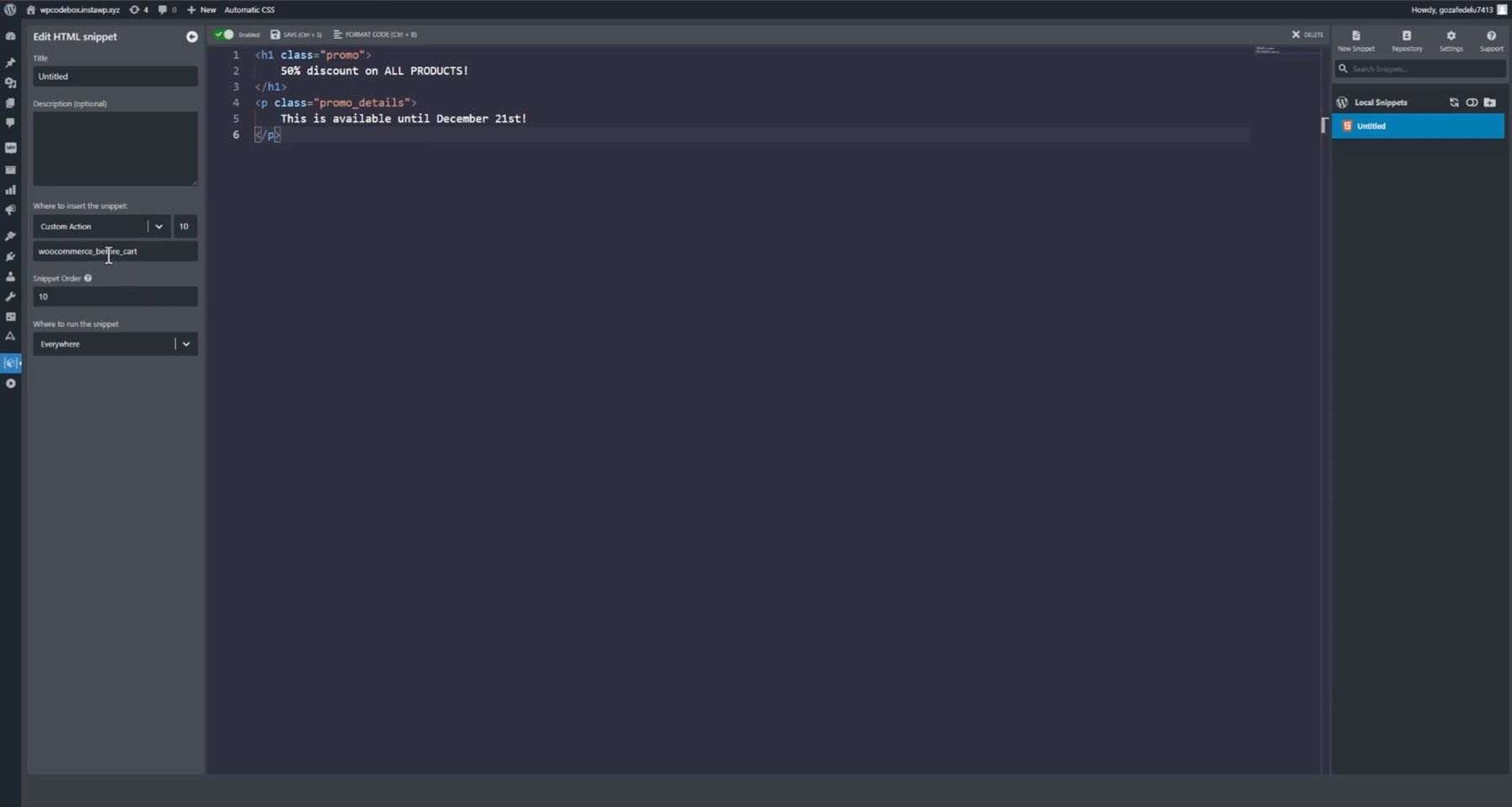 واجهة WPCodeBox