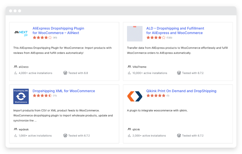 Exemple de pluginuri Dropshipping în WordPress.