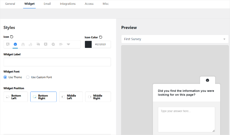 UserFeedback -Widget -Customization -ISITWP-免费WordPress主题检测器 userfeedback widget customization