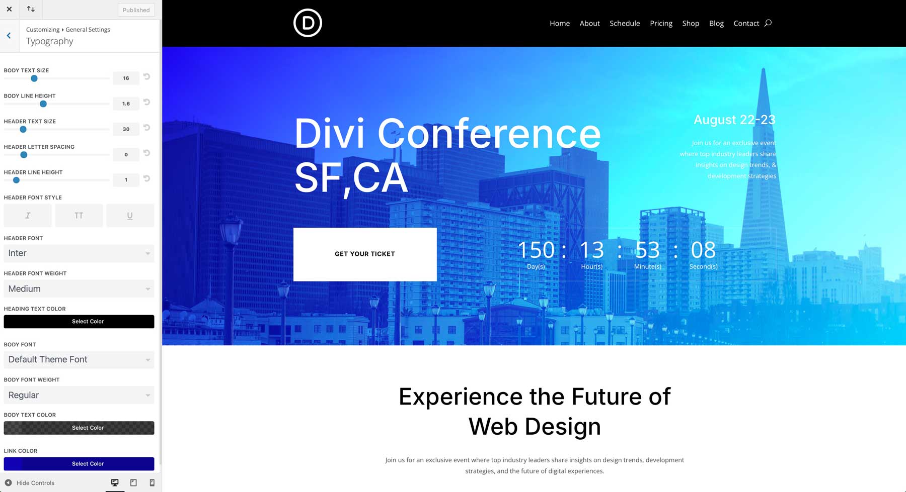 Konferenzstarter Site für Divi