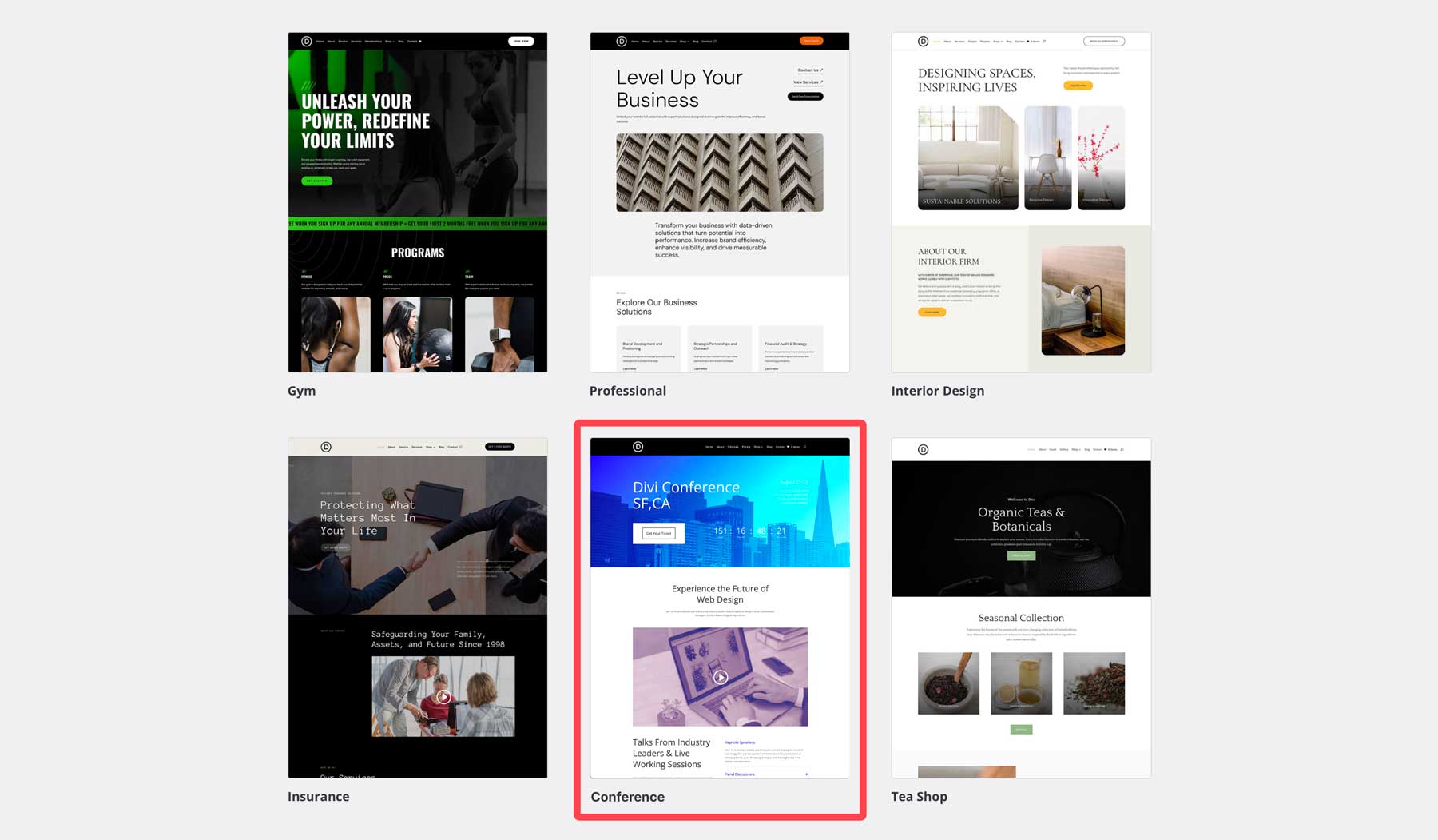 Konferenzstarter Site für Divi