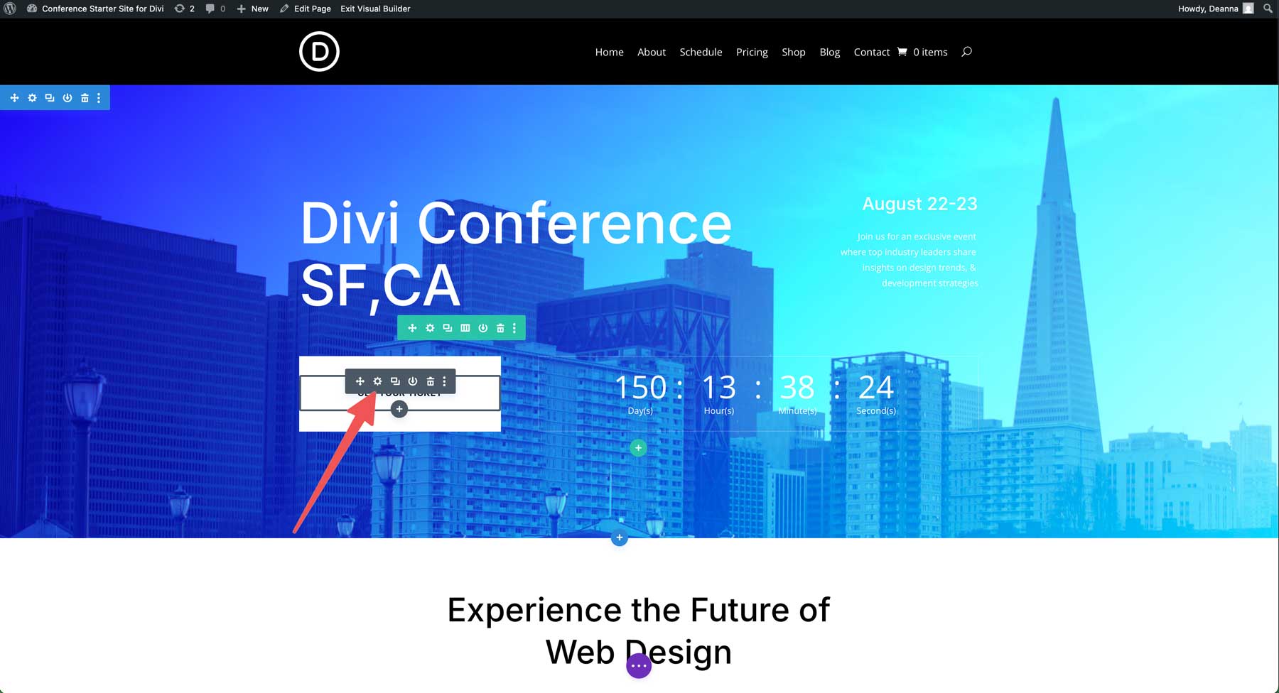 Konferenzstarter Site für Divi